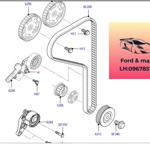 Dây cam ford fiesta 2011-2016 Dây cam ford fiesta 2011-2012-2013-2014-2015-2016-Dây curoa cam fiesta dây belt cam fiesta dây curoa trục cam fiesta 96MM6K288BA-96MM6K288A2A