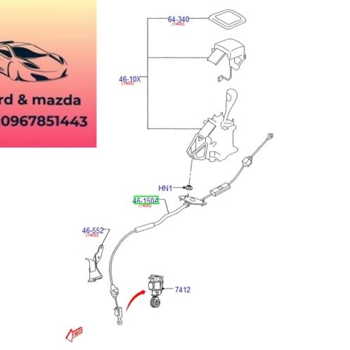 Dây đi số fiesta 2011-2012-2013-2014-2015-2016-2017-dây số tự động fiesta cáp đi số fiesta 8A617E395AF-8A617E395AG