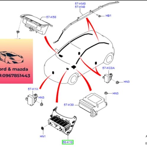 Hộp điều khiển túi khí fiesta 2014-2015-2016-2017-hộp túi khí fiesta AA6T14B321AA (1)