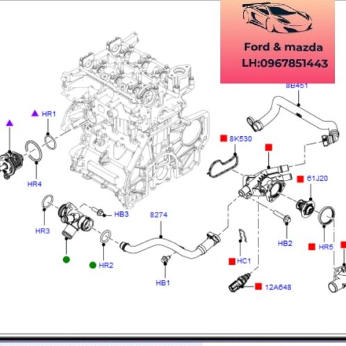Ống nước van hằng nhiệt ford fiesta 2013-2018 1.0 Ống nước van hằng nhiệt ford fiesta 2013-2014-2015-2016-2017-2018-tuy ô nước van hằng nhiệt fiesta CM5G8274FB-CM5G8B451HA