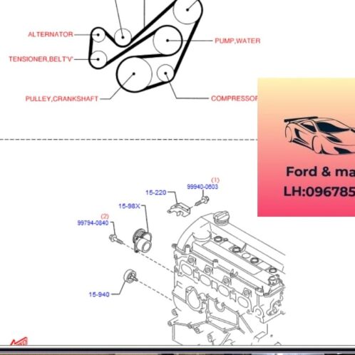 Tăng Dây curoa tổng ford escape 2005-2006-2007-2008-2009-2010-2011-2012-2013-tăng dây curoa máy phát escape 2.3 tăng điều chỉnh dây đai tổng escape 2.3 tăng dây belt escape 2.3 LFG115980C-LFG115980B