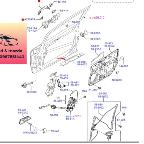 Tay mở cửa trong cánh cửa fiesta 2011-2012-2013-2014-2015-2016-Tay mở cửa cánh cửa ford fiesta DN2858330A68-DN2859330A68