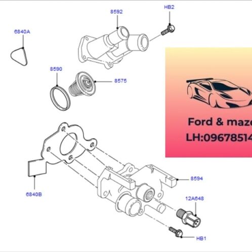 Van hằng nhiệt ford fiesta 2011-2012-2013-2014-2015-2016-2017-Van hằng nhiệt động cơ fiesta 96MM8575B9E (1)