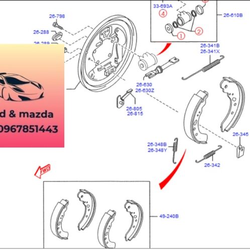 Xi lanh phanh sau ford fiesta 2011- 2012-2013-2014-2015-2016-2017-Heo thắng sau ford fiesta bơm bánh sau fiesta heo phanh sau fiesta dl3326610-av5z2261c