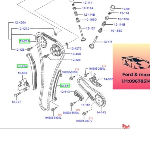 Xích bơm dầu ford escape 2006-2007-2008-2009-2010-2011-2012-2013-Sên bơm dầu máy escape 2.3 xích bơm dầu nhớt động cơ escape 2.3 sên bơm nhớt máy ford escape 2.3 L3G314151-L52514151