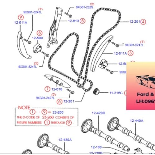 Xích cam ford escape 2002-2005 Xích cam ford escape 2002-2003-2004-2005-sên cam ford escape 3.0 sên trục cam ford escape 3.0 GY0112201B