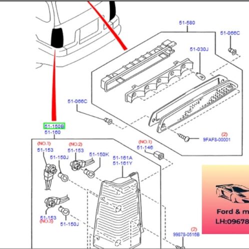 đèn hậu ford escape 2004-2005-2006-2007-đèn hậu ngoài ford escape đèn lùi ford escape 4EC1351150BD-4EC1351150AD