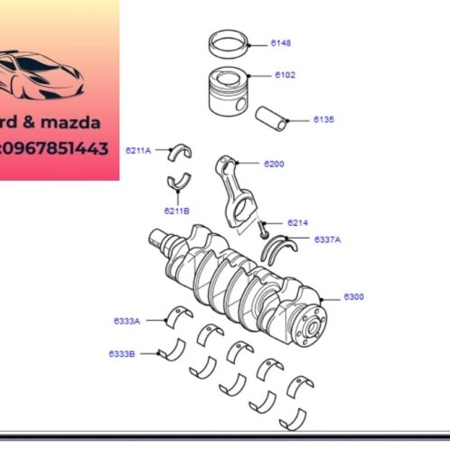 Bạc biên bạc balie ford modeo 2008-2009-2010-2011-2012-bộ canh cốt modeo bộ miểng dên ford modeo bạc dên ford modeo bạc cốt máy ford modeo bạc tay biên ford modeo bạc trục cơ ford modeo 6M8G6A338AB-6M8G6333AB-