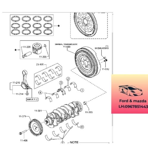 Bánh đà Trục cơ mazda bt50 2013-2014-2015-2016-2017-2018-2019-bánh đà Trục cốt máy mazda bt50 Bánh đà trục cơ ford ranger U20511500-U20611500