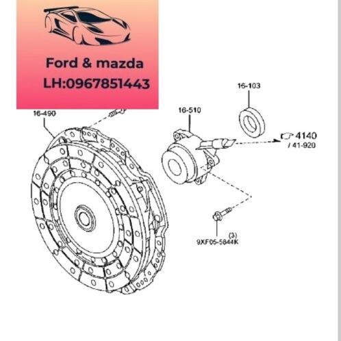 Bi tê mazda bt50 2013-2014-2015-2016-2017-2018-2019-bi tê mâm ép đĩa côn mazda bt50 bi tê bộ côn mazda bt50 ford ranger Chuột côn dưới mazda bt50 ford ranger U6A116510