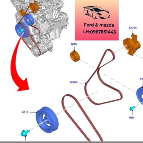 Bi tỳ Dây tổng ford exproler 2015-2016-2017-2018-2019-2020-2021-bi tỳ Dây curoa ford exproler tỳ dây curoa tổng exproler DS7Z8678A (1)