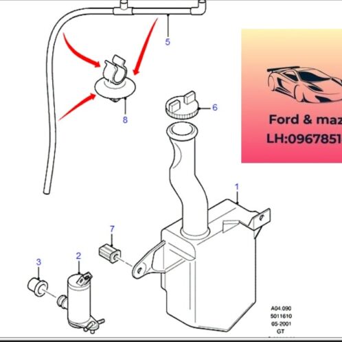 Bình nước rửa kính ford modeo 2001-2007 Bình nước rửa kính ford modeo 2001-2002-2003-2004-2005-2006-2007-bình rửa kính ford modeo LK1S7117B613AD