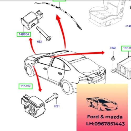 Cảm biến kích nổ túi khí ford modeo 2008-2012 Cảm biến kích nổ túi khí ford modeo 2008-2009-2010-2011-2012-cảm biến kích nổ túi khí đầu xe ford modeo 3M5T14B342AB-AM5T14B342AA-8V4T14B006AA-3M5T14B006AD