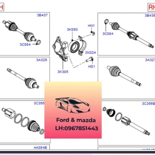Cao su Trục láp trước ford modeo 2008-2012 Cao su Trục láp trước ford modeo 2008-2009-2010-2011-2012-cao su Láp trước phải ford modeo cao su láp trước trái ford modeo cao su trục láp phụ modeo 6G914C062LA