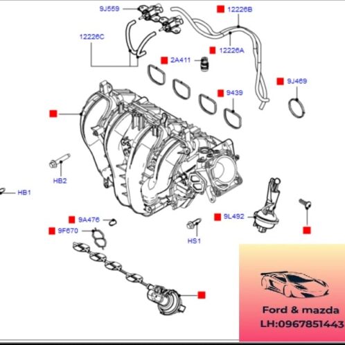 Cổ hút ford modeo 2008-2012 Cổ hút ford modeo 2008-2009-2010-2011-2012-cụm cổ hút ford modeo cổ hút gió ford modeo 7G9G9424AA
