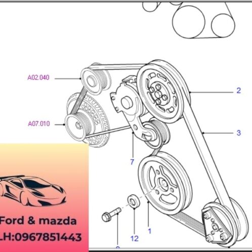 Dây tổng ford modeo 2004-2005-2006-2007-2008 Dây curoa máy phát ford modeo dây curoa tổng modeo 2.5 dây đai ford modeo 2.5 dây belt máy phát ford modeo 2.5 2S7E8620AA