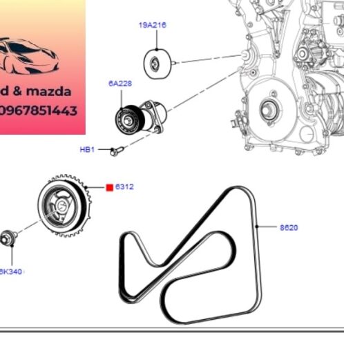 Dây tổng ford modeo 2008-2012 Dây tổng ford modeo 2008-2009-2010-2011-2012-Dây curoa máy phát ford modeo dây đai máy phát ford modeo dây betl ford modeo dây curoa ford modeo 7G9Q6C301BA