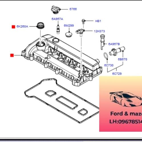 Gioăng Nắp dàn cò ford modeo 2008-2012 Gioăng Nắp dàn cò ford modeo 2008-2009-2010-2011-2012-gioăng nắp giàn cò ford modeo gioăng cao su nắp giàn cò ford modeo 1S7G6K260AA