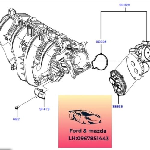 Họng ga ford modeo 2008-2009-2010-2011-2012-bướm ga ford modeo cổ ga ford modeo 7G9G9F991AB (2)