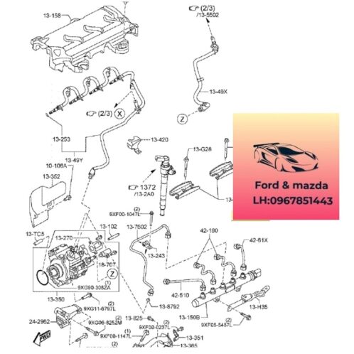 Kim phun mada bt50 2013-2014-2015-2016-2017-2018-2019-Béc phun ford ranger mazda bt50 kim phun nhiên liệu ranger mazda bt50 U20213H50C-BK2Q9K546AG-BK2Z9E527A
