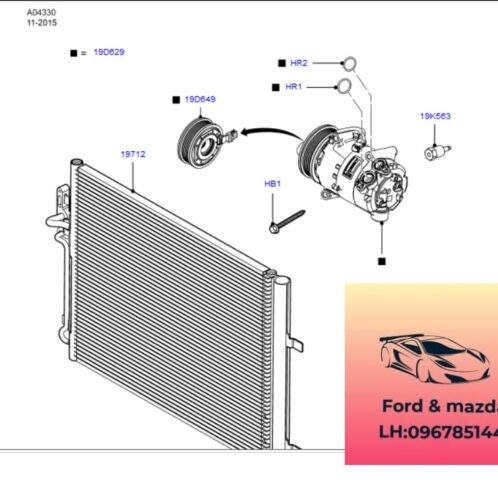 Lốc điều hòa ford modeo 2008-2009-2010-2011-2012-lốc lạnh ford modeo 2.3 lốc lạnh điều hòa ford modeo 2.3 7G9119D629AE