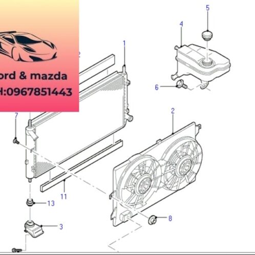 Nắp Bình nước phụ ford modeo 2002-2003-2004-2005-2006-2007-2008-2009 nắp bình nước phụ động cơ ford modeo 98BB8100AA