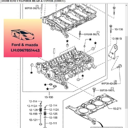 Ốc mặt quy lát mazda bt50 2013-2014-2015-2016-2017-2018-2019-ốc mặt máy mazda bt50 bulong mặt máy mazda bt50 bu lông mặt quy lát mazda bt50 9XF003027L-9XG095427L