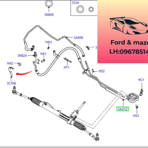Tuy ô Bơm trợ lực thước lái ford modeo 2008-2012 Tuy ô Bơm trợ lực thước lái ford modeo 2008-2009-2010-2011-2012-Tuy ô thước lái ford modeo ống dầu thước lái ford modeo tuy ô cao áp trợ lực lái ford modeo 7G913A212XE-7G913A212XF