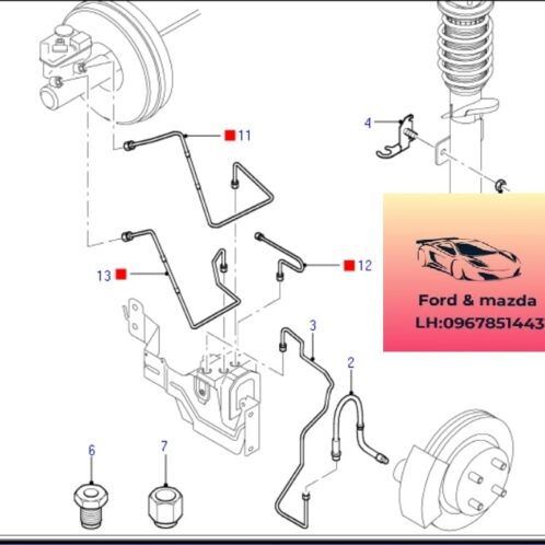 Tuy ô phanh trước ford modeo 2002-2003-2004-2005-2006-2007-2008-Ống dầu phanh trước ford modeo ống dầu thắng trước ford modeo ống dầu phanh trước ford modeo 1S712078AE (1)
