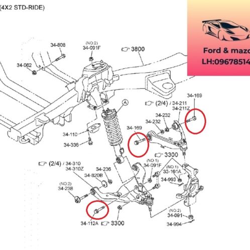 Bulong càng a mazda bt50 2020-2021-2022-2023-2024 Ốc bắt càng a mazda bt50 ốc điều chỉnh bệ đỡ càng a mazda bt50 1k0734112-1k0134169