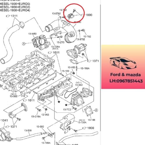 Cảm biến gió mazda bt50 2020-2021-2022-2023-2024 Cảm biến MAP mazda bt50 cảm biến khí nạp mazda bt50 1K0613229