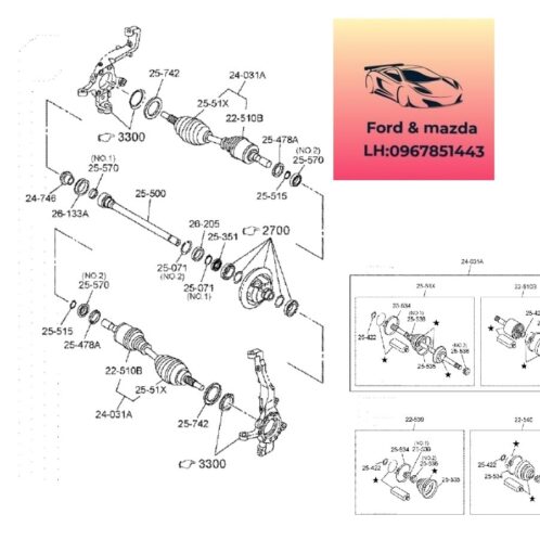 Cao su Trục láp trước mazda bt50 2020-2021-2022-2023-2024 cao su chụp bụi Láp trái mazda bt50 cao su chụp bụi láp phải mazda bt50 cao su trục láp phụ mazda bt50 1K0622530-1K0422540