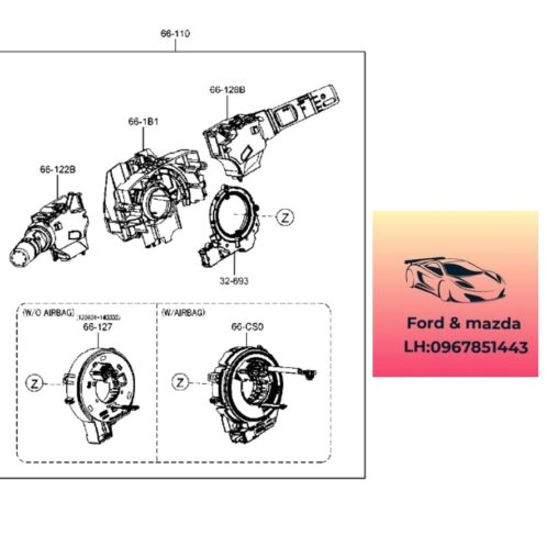 Cáp còi mada bt50 2013-2019 Cáp còi mada bt50 2013-2014-2015-2016-2017-2018-2019-cót còi ford ranger mazda bt50 cáp còi vô lăng mazda bt50 UC9M66CS0B-UC9M66CS0A-AB3914A664AC (1)