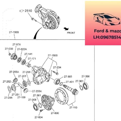 Cầu trước mazda bt50 2020-2021-2022-2023-2024 Cụm cầu trước mazda bt50 1K5N27100-1K5N27100