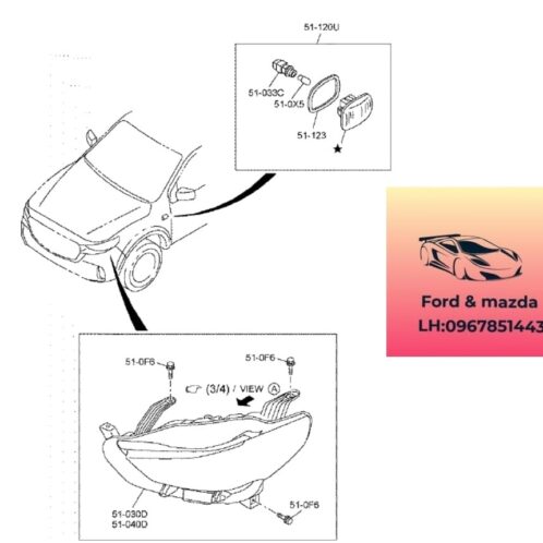 Đèn pha mazda bt50 2020-2021-2022-2023-2024 Đèn pha cos mazda bt50 đèn pha trước mazda bt50 1K1A51030-1K1B51030-1K1C51030-1K1D51030