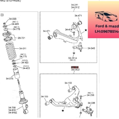 Giảm sóc trước mazda bt50 2020-2021-2022-2023-2024 Phuộc trước mazda bt50 nhún trước mazda bt50 phuộc sóc trước mazda bt50 1K1D34700-1K1N34700