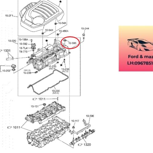 Gioăng cao su nắp dàn cò mazda bt50 2020-2021-2022-2023-2024 GIoăng kim phun mazda bt50 gioăng cao su kim phun mazda bt50 1K0210595