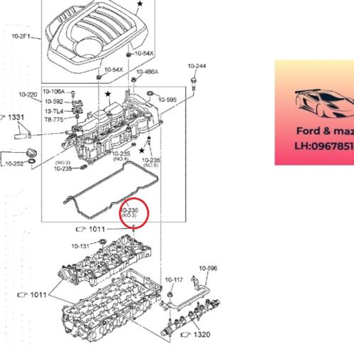 Gioăng dàn cò mazda bt50 2020-2021-2022-2023-2024 gioăng nắp dàn cò mazda bt50 1K0910235