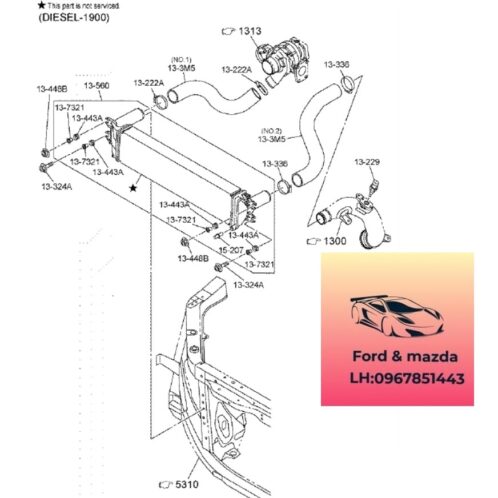 Két làm mát turbo mazda bt50 2020-2021-2022-2023-2024 Két giải nhiệt tu bô mazda bt50 két làm mát tu bô mazda bt50 1K0A13560-1K0C13560-1K0D13560