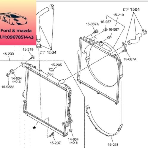 Lồng quạt két nước mazda bt50 2020-2021-2022-2023-2024 vành quạt Két nước động cơ mazda bt50 om quạt két nước mazda bt50 1K1F15210