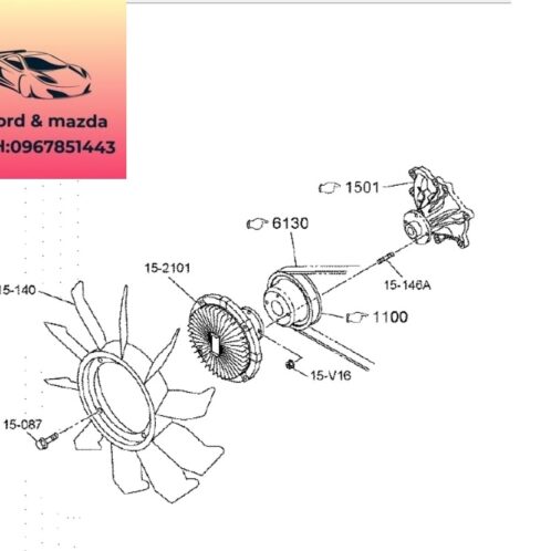 Ly tâm quạt két nước mazda bt50 2020-2021-2022-2023-2024 Ly tâm quạt động cơ mazda bt50 mô tơ quạt gió két nước mazda bt50 1K1D15210