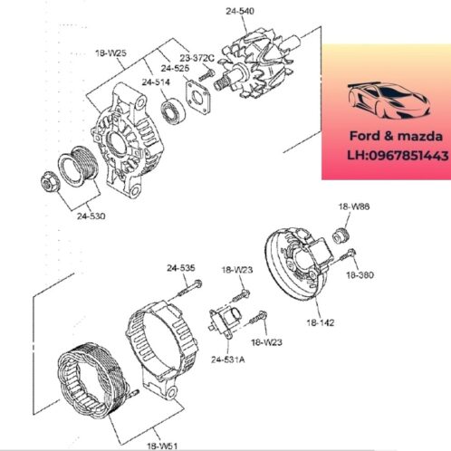 Máy phát điện mazda bt50 2020-2021-2022-2023-2024 Máy phát mazda bt50 củ phát điện mazda bt50 dinamo mazda bt50 1K0K18300