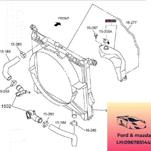 Nắp Bình nước phụ mazda bt50 2020-2021-2022-2023-2024 Nắp Bình nước mazda bt50 Nắp bình nước hồi két nước mazda bt50 1K0515355