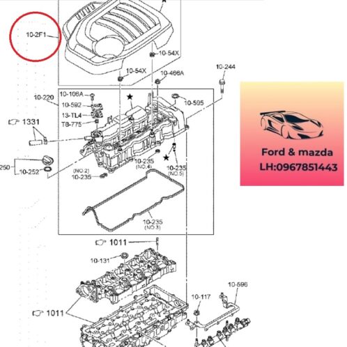 Nắp che động cơ mazda bt50 2020-2021-2022-2023-2024 nắp đậy máy mazda bt50 nắp đậy nắp dàn cò mazda bt50 1K02102F1-1K03102F1