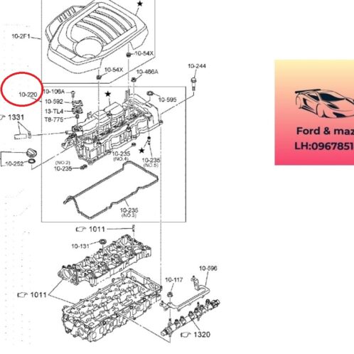Nắp dàn cò mazda bt50 2020-2021-2022-2023-2024 nắp giàn cò mazda bt50 1K0D10220