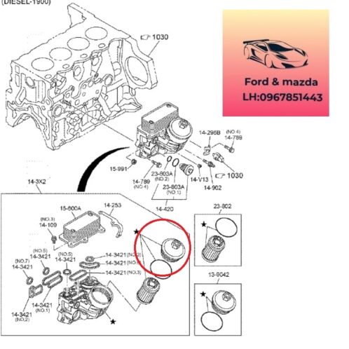 Nắp vặn két sinh hàn mazda bt50 2020-2021-2022-2023-2024 Nắp vặn két làm mát dầu mazda bt50 nắp vặn lọc dầu mazda bt50 nắp vặn lọc nhớt mazda bt50 1K0113904