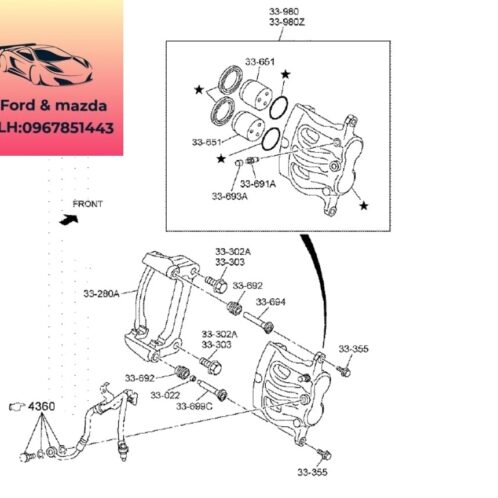 Ống dầu phanh trước mazda bt50 2020-2021-2022-2023-2024 Tuy ô dầu thắng trước mazda bt50 ống dầu cụm thắng trước mazda bt50 1K0L33980