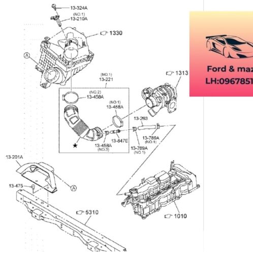 Ống nối gió bầu e mazda bt50 2020-2021-2022-2023-2024 cao su gió vào hộp lọc gió mazda bt50 ống cao su hộp lọc gió mazda bt50 1K1M13221
