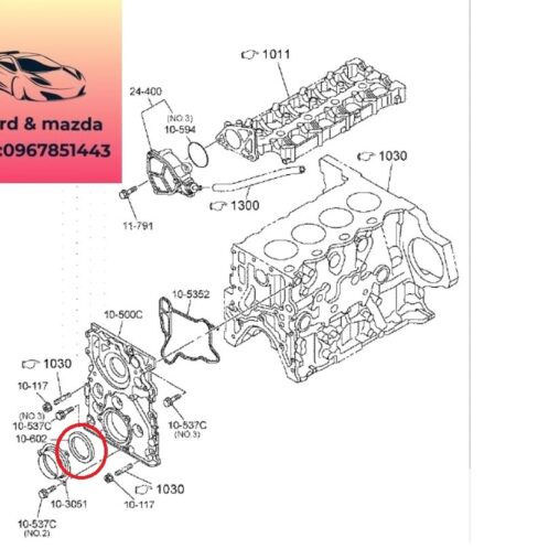 Phớt đầu trục cơ mazda bt50 2020-2021-2022-2023-2024 phớt cốt máy mazda bt50 seal trục cơ mazda bt50 1K0510602