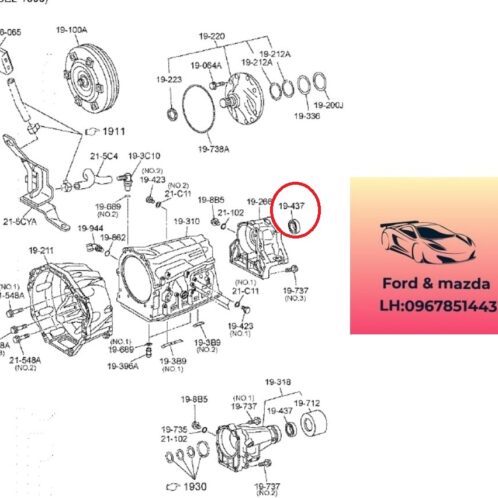 Phớt đuôi hộp số tự động mazda bt50 2020-2021-2022-2023-2024 PHớt đuôi hộp số mazda bt50 phớt hộp số mazda bt50 1K0419437